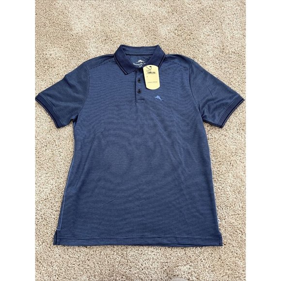Tommy Bahama Men's Coastline Pinstripe Small‎  Polo Shirt MSRP $110.00 NWT - Picture 1 of 9